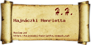 Hajnáczki Henrietta névjegykártya